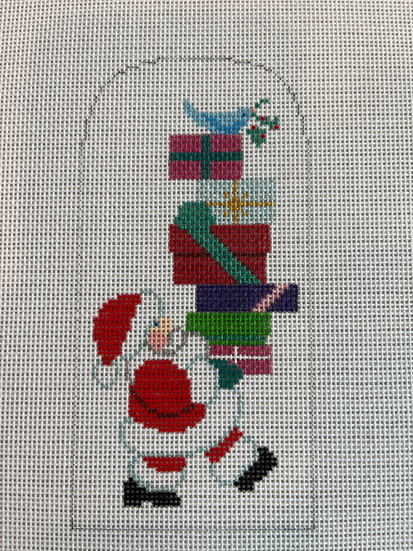 Santa with Present Pile Gift Tag C-C242