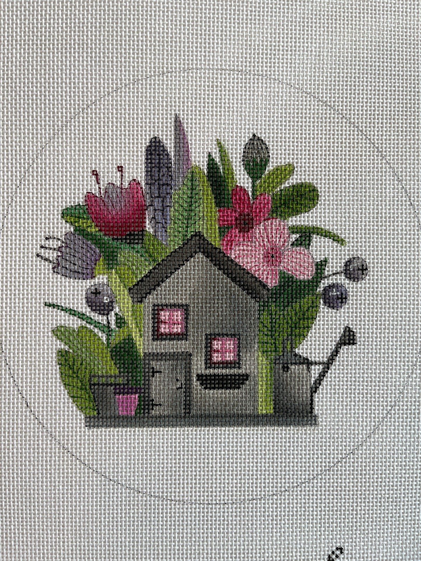 Grey Garden Flower House Round by Mindy C-LH2