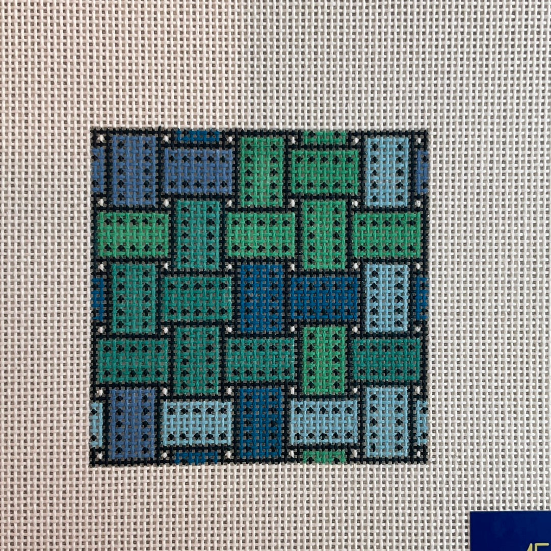 Ribbon 4” Square in Blue and Green AF-165B