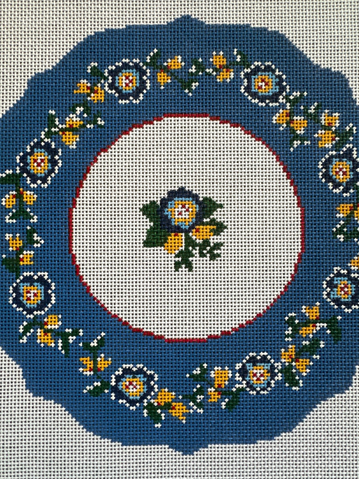 French Blue Floral Plate BL/WH TS-LR394