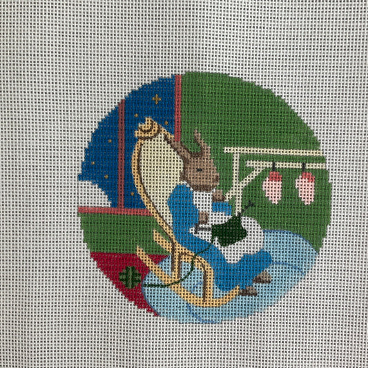 Bunny Knitting Goodnight Moon Round C-TSN481g