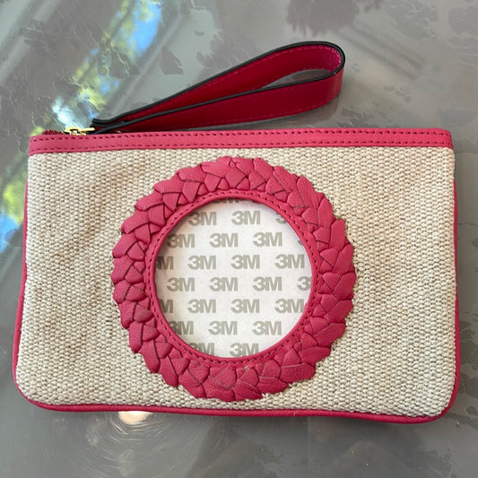 Canvas Clutch with Wristlet pink leather A-PE-CLJC Pink