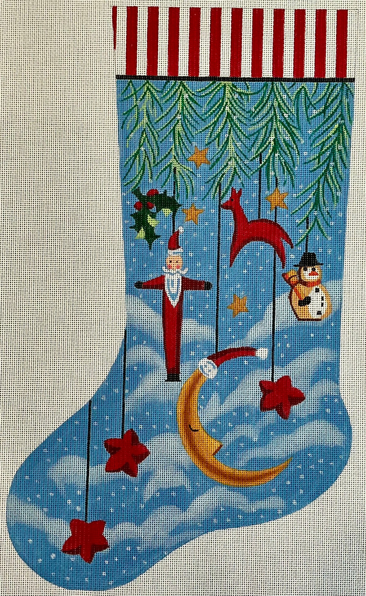 Vintage Ornaments with Striped Cuff Stocking C-TSX105