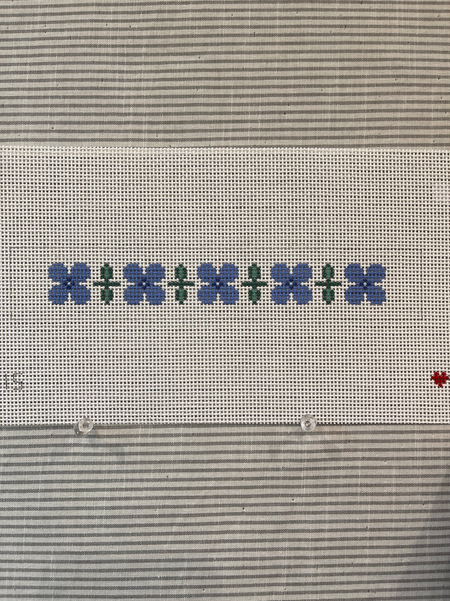 Blue Flowers on White Keychain C-MHBFLR115