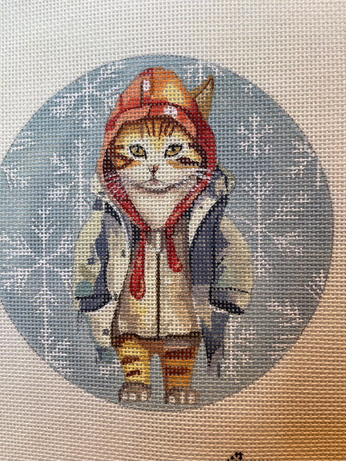 Cat in Red Rain Hat C-M383