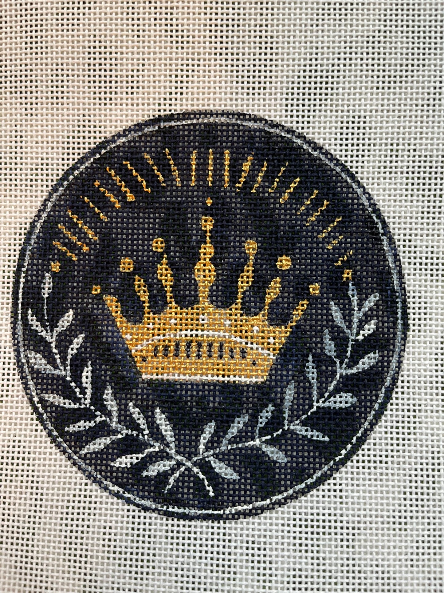 Anna Clutch #7: Crown canvas on green animal print patterned clutch