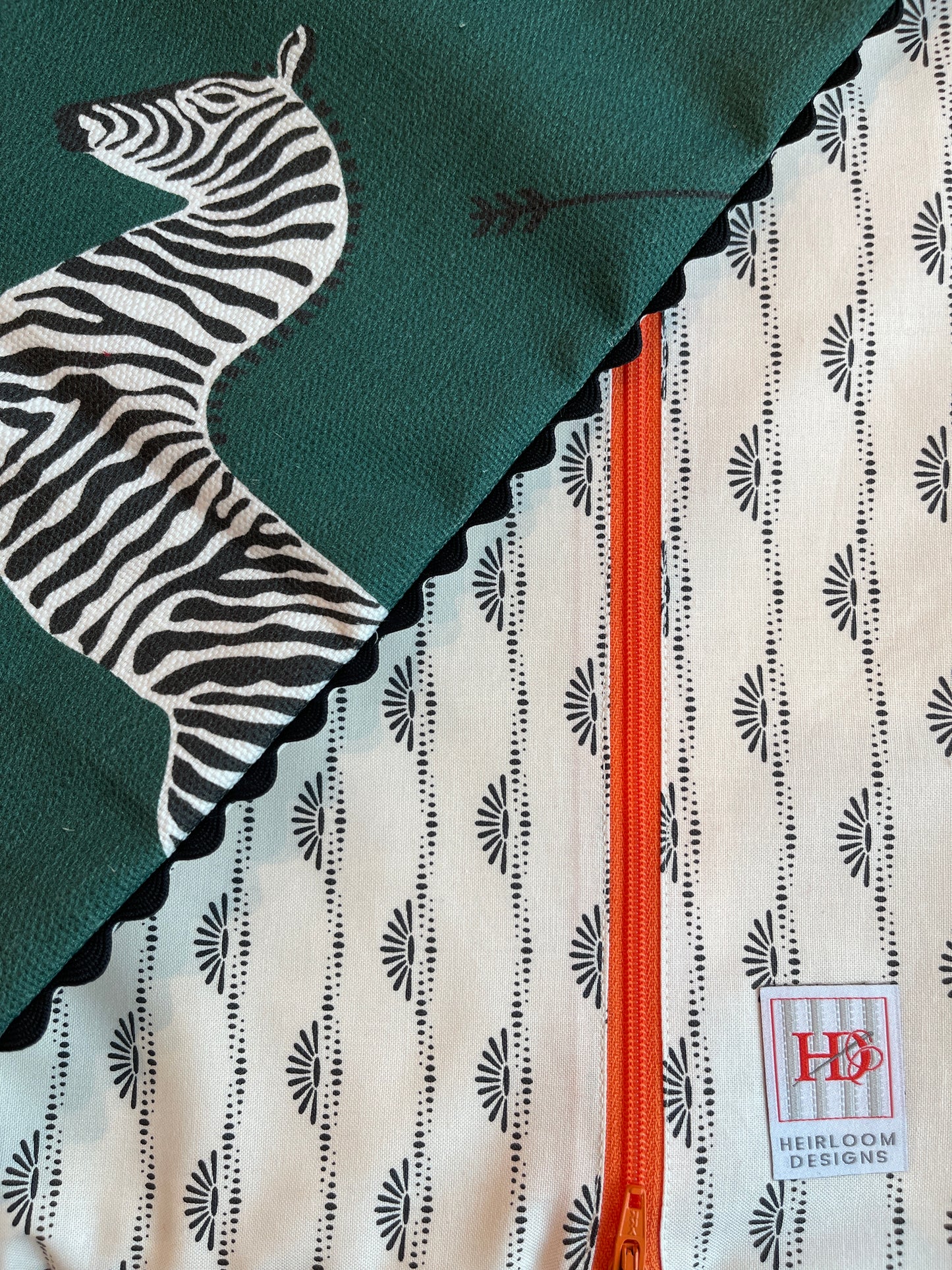 Traveler 10: Zebras on Green with Cream Inside