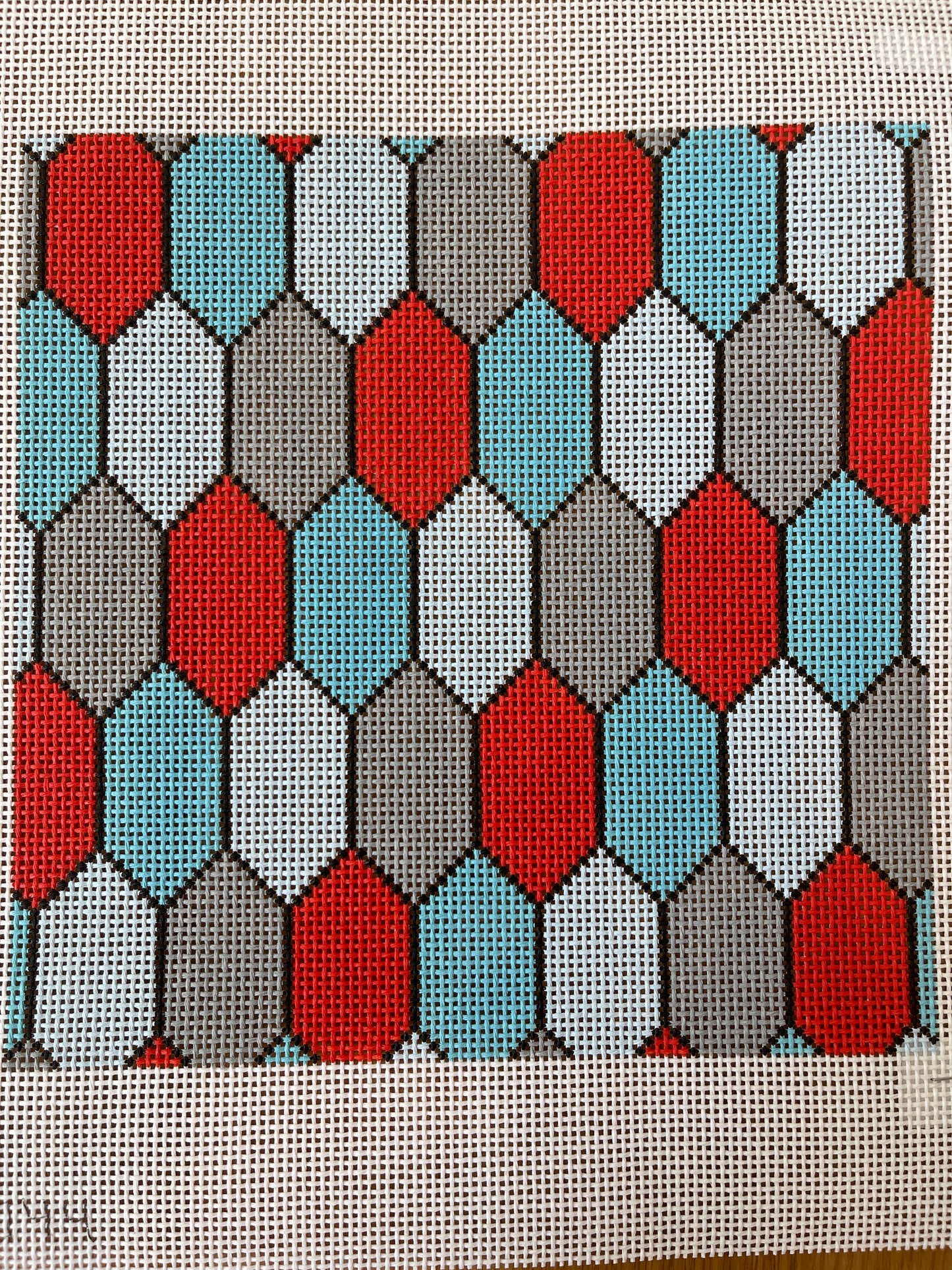 Geometric Square in Blues and Red C-PD044