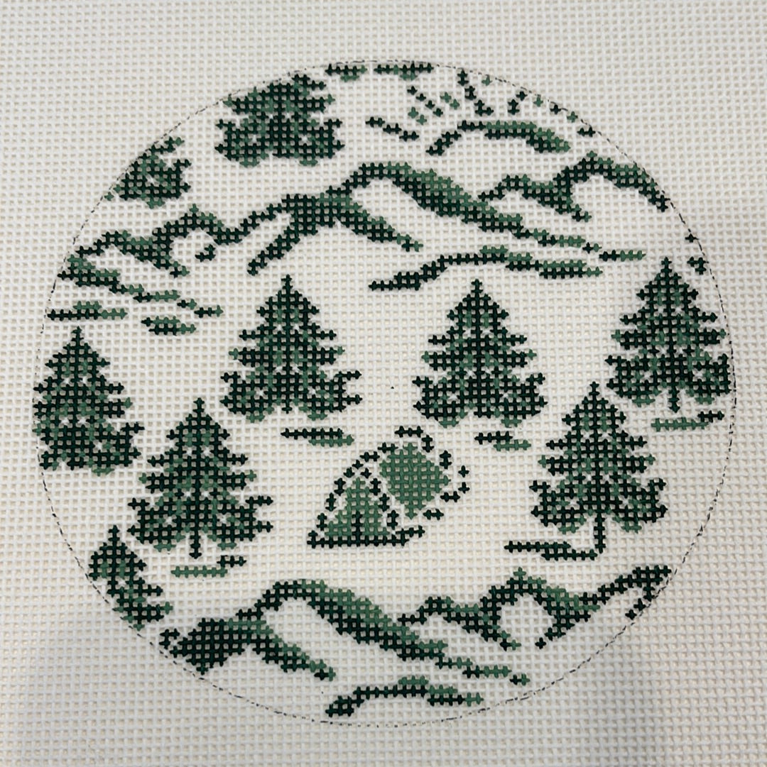 Camping Round Green Toile C-FI065