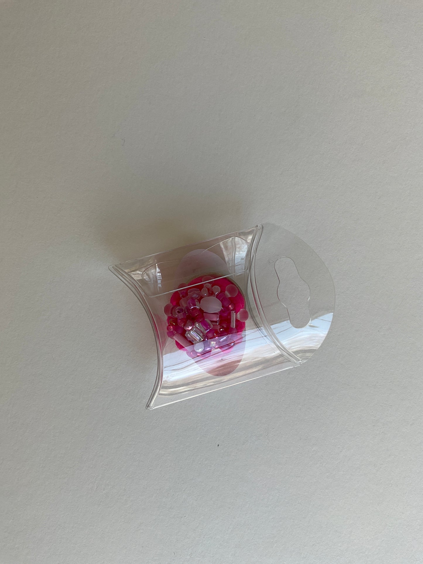 Merry L Hot Pink Felt Small Needle Minder with Beads A-MLNM hot pink