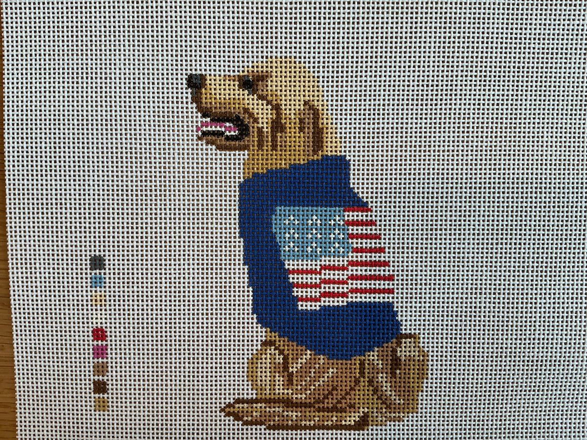 Yellow Lab in Flag Sweater C-FD533