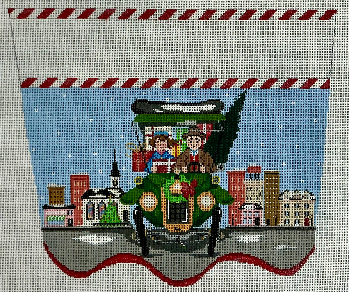 Vintage Car with Gifts Stocking Cuff C-TSXC36