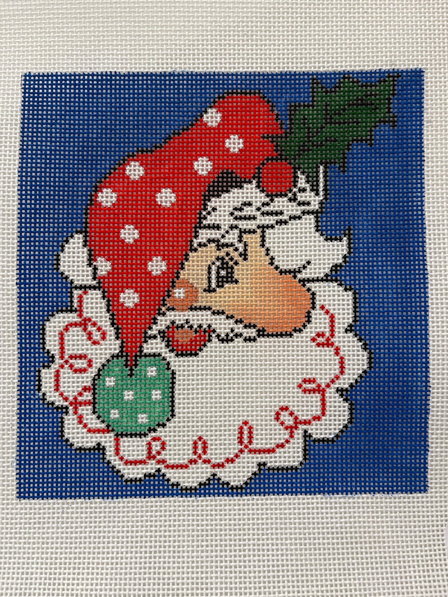 Santa in Polka Dot Hat on Blue C-CCMPDSI