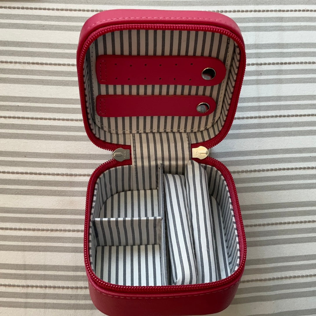 Square Leather Jewelry Case in Hot Pink A-PELJC