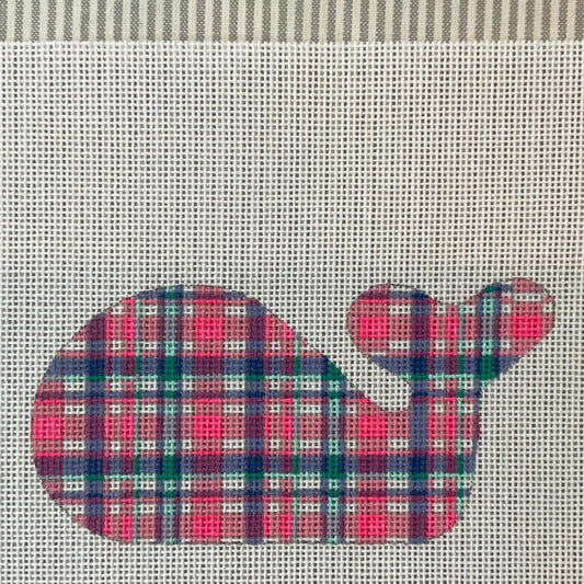 Tiny Whale with Pink and Purple Plaid C-KDOM268