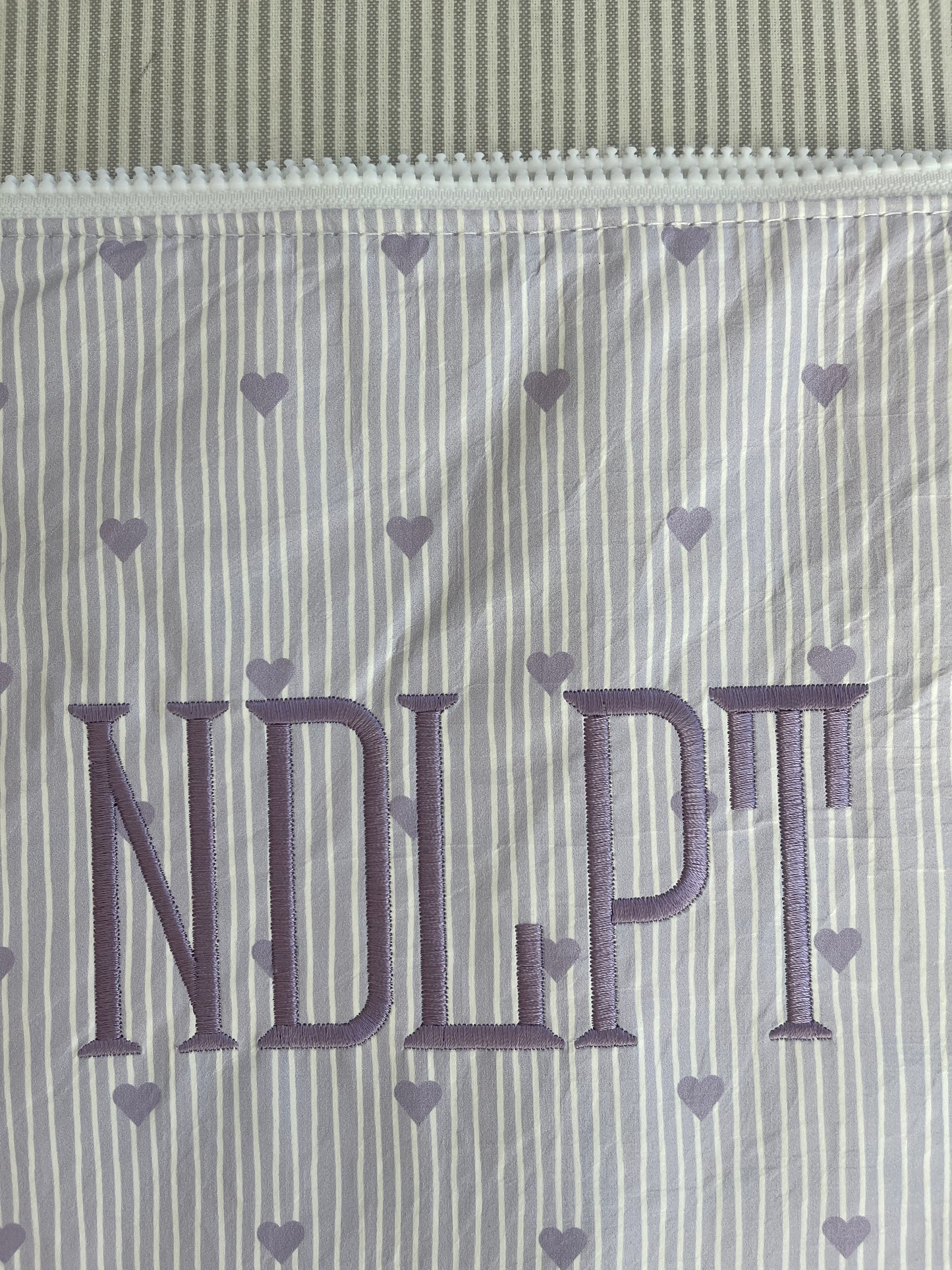NDLPT Project Bag Large in Lavender Stripes and Hearts A-WNLH