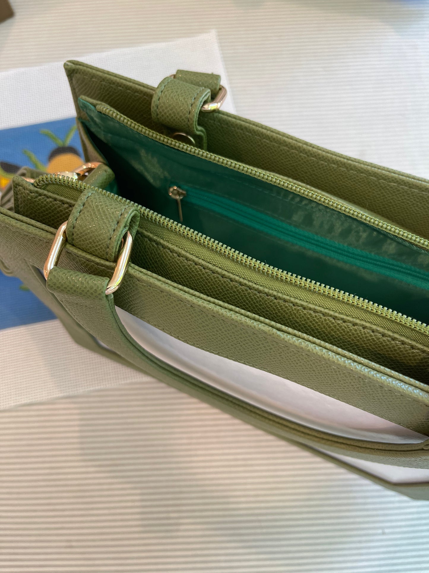 Leather Purse Self-finishing A-TATpurse Olive Green
