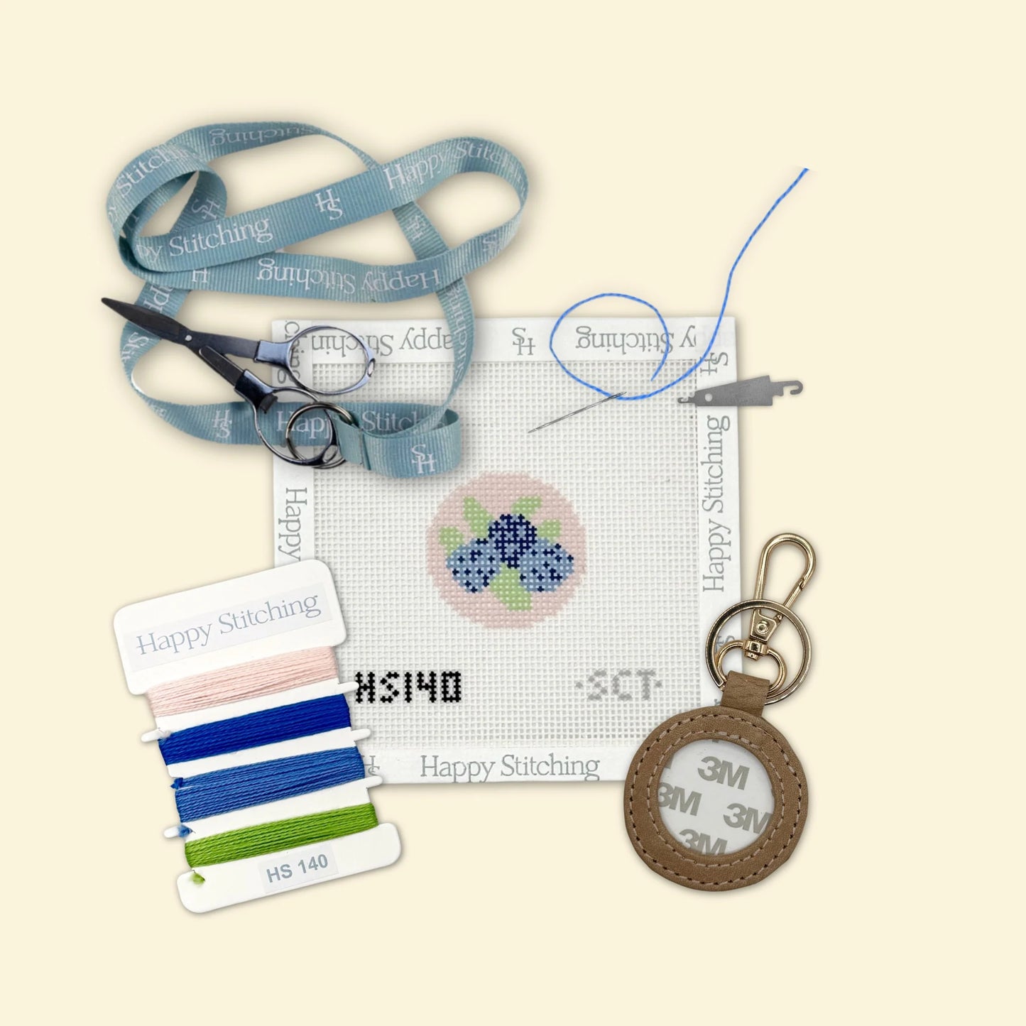 Hydrangea Keychain Kit by Happy Stitches C-HSHYDKEY