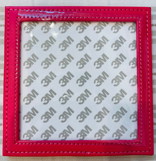 Leather Self Finishing Square Coaster - A-PESFC Pink