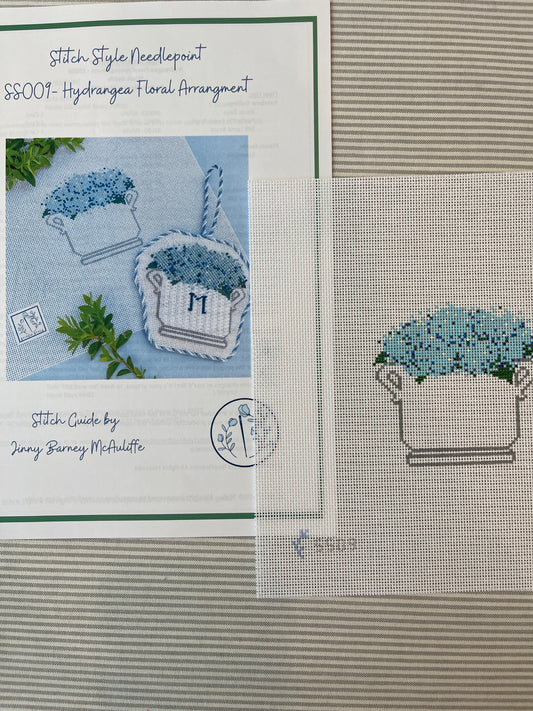 Hydrangea Flower Arrangement Round with Stitch Guide C-SS009