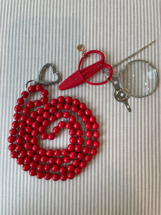 Bead Charelaine with Heart Clip A-VWN red beads