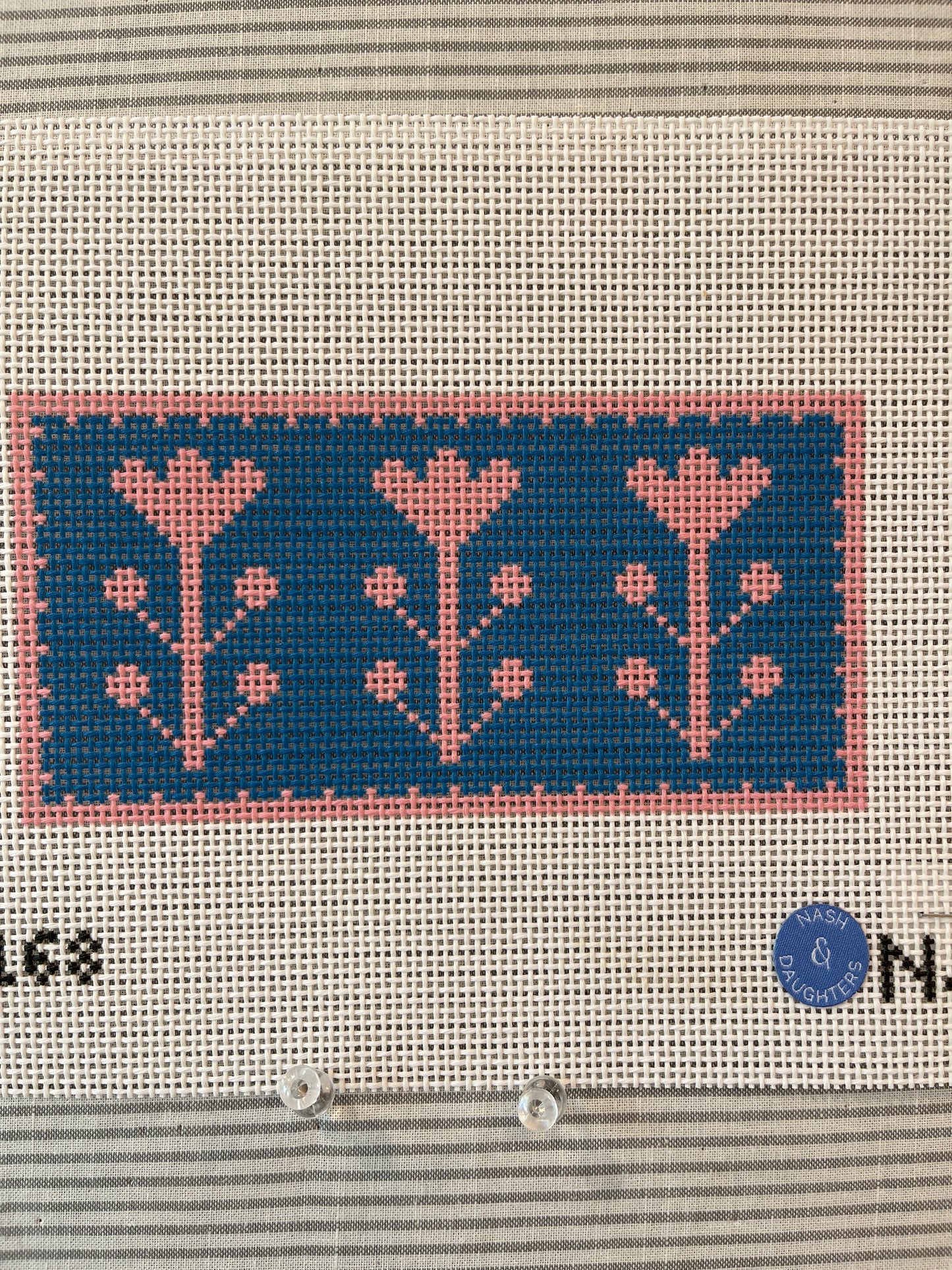 Pink and Blue Block print Flower C-ND168