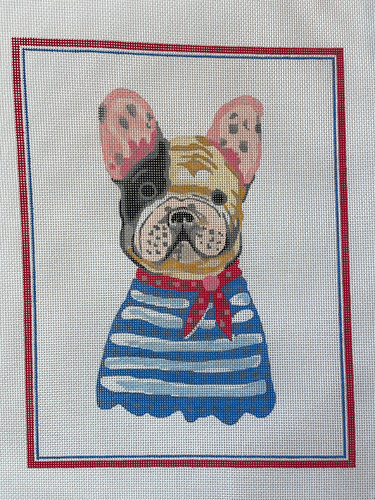 French Bulldog in Blue Stripes C-CG-PL-22