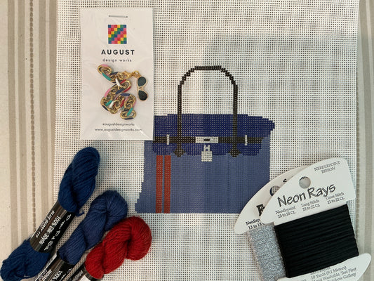 Birkin Bag Charm Kit Blue with Red Stripes C-ADW149