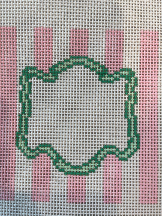 Pink and Green Monogram Striped Square C-KCD2268GB