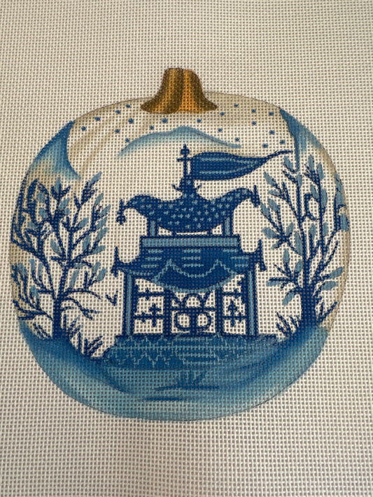 Blue and White Pumpkin w. Pagoda C-TCDHA-507