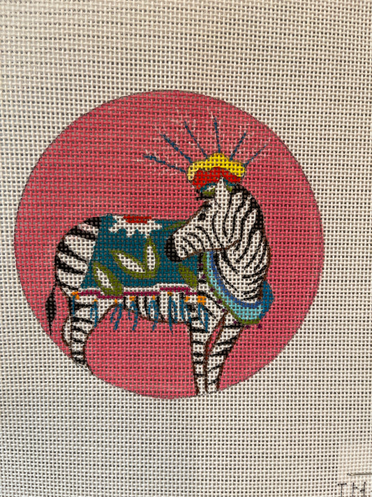 Zebra with Crown on Pink C-COPIN542