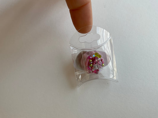 Merry L Rose Pink Felt Small Needle Minder with Beads A-MLNM magenta