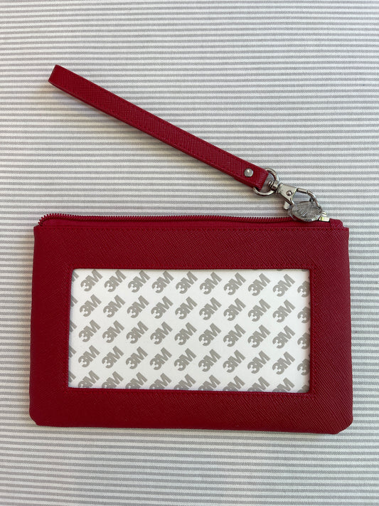 Red Leather Zipper Pouch with 3x6 opening for a finished canvas