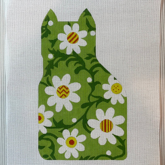 Green Cat with Flowers C-MS16342E