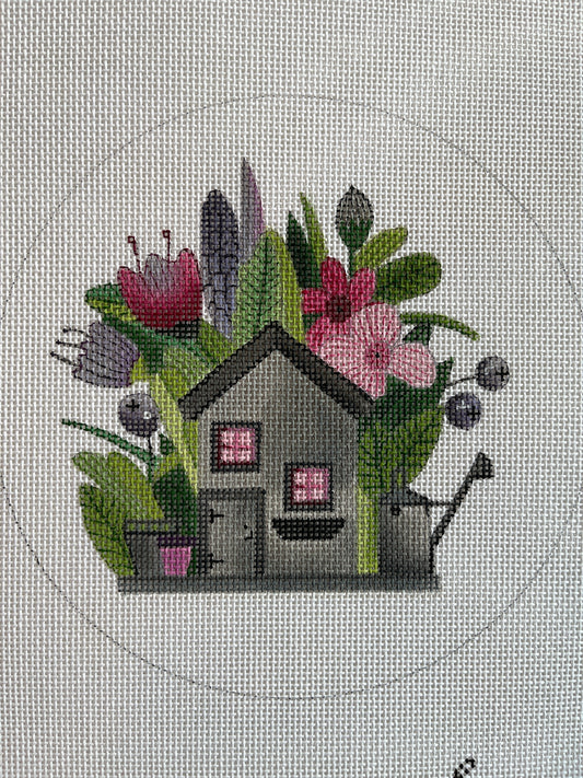 Grey Garden Flower House Round by Mindy C-LH2