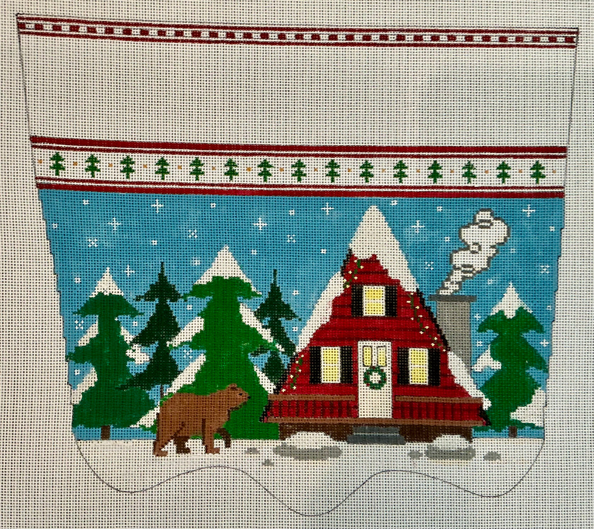 Christmas House with Bear Stocking Cuff C-TSXC56