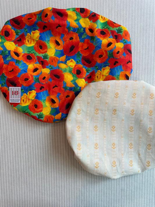 Canvas Cap set: Poppies with Yellow Daisies