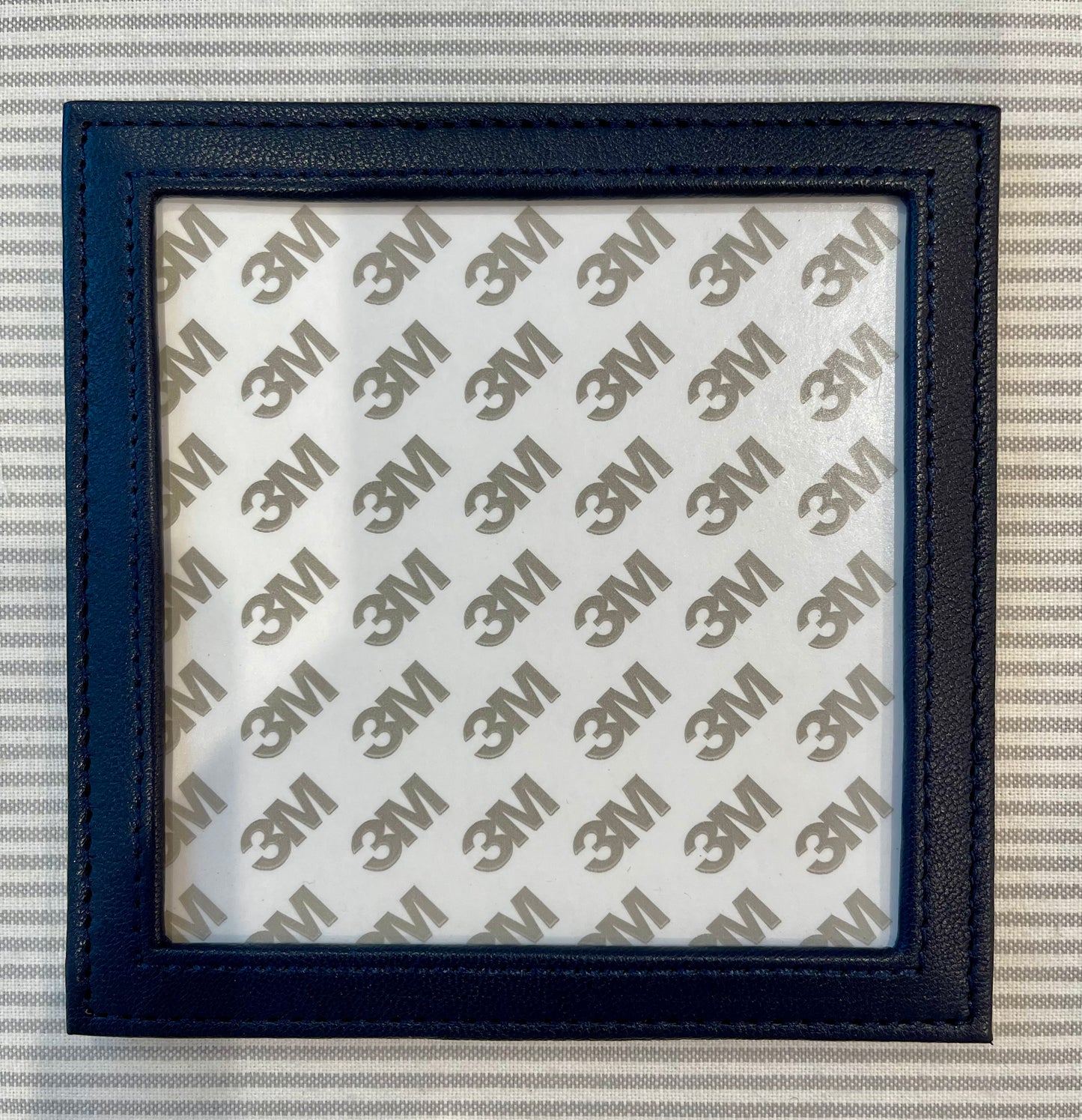 Leather Self Finishing Square Coaster - A-PESFC Navy