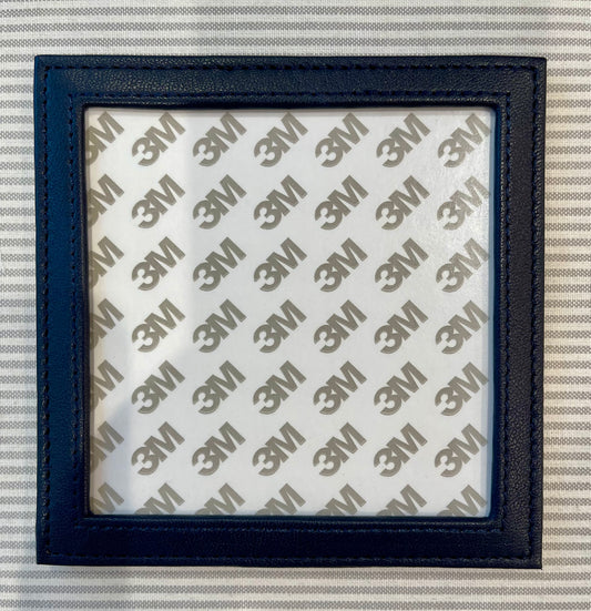 Leather Self Finishing Square Coaster - A-PESFC Navy