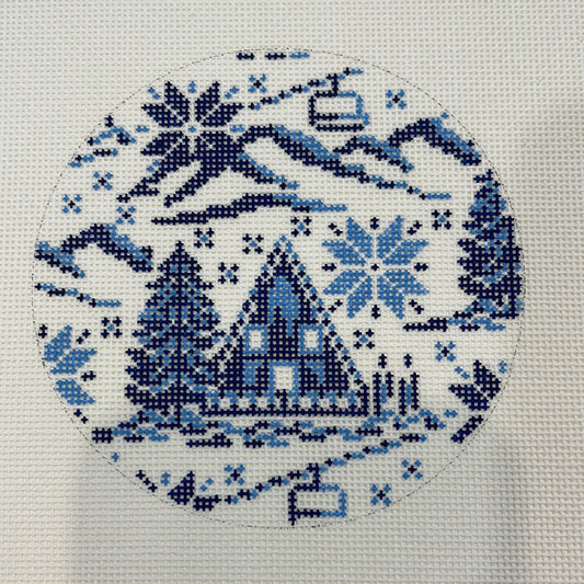 Winter Round Blue Toile  C-FI066