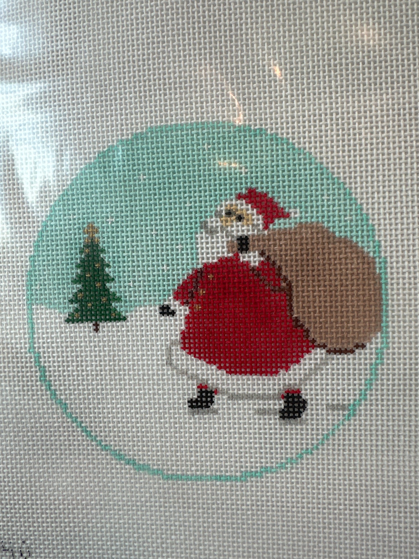 Santa with Toy Sack Ornament with stitch guide C-SS140