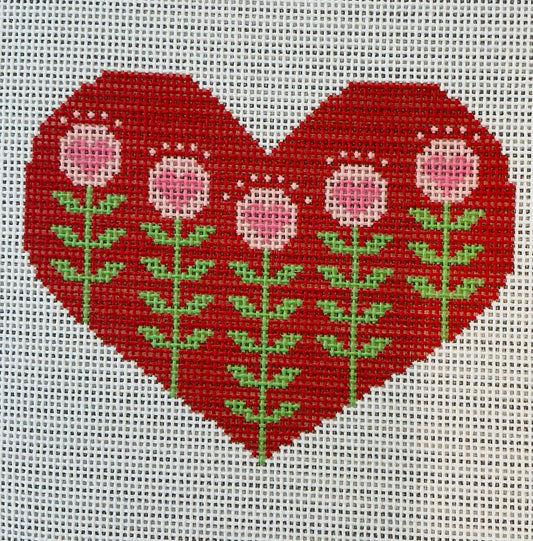 Red Heart with Flowers C-ND199
