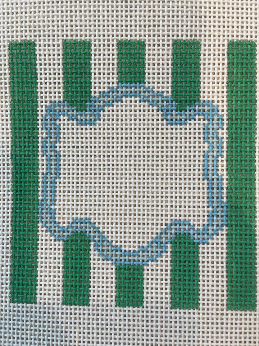 Green and Blue Monogram Striped Square C-KCD2268GB