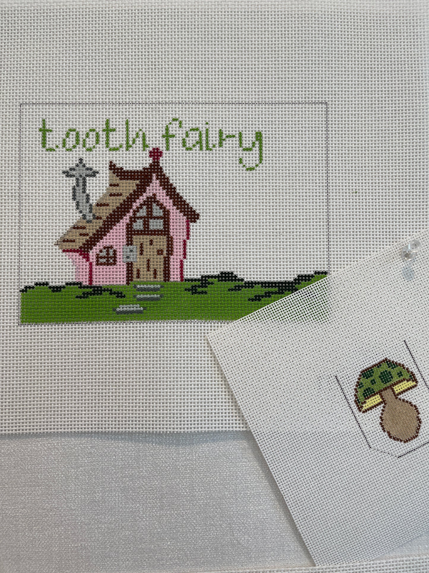 Pink House and Mushroom Tooth Fairy Pillow C-PIL262