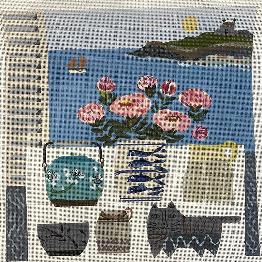 Fish Pot Peonies C-MSEW122