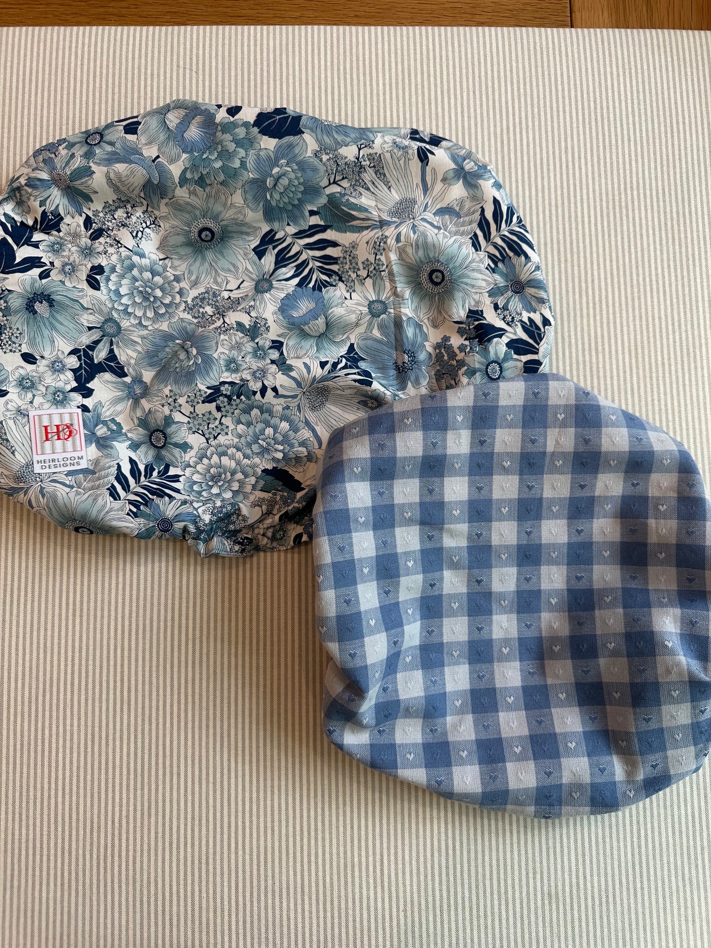 Canvas Cap set: Blue floral with blue gingham