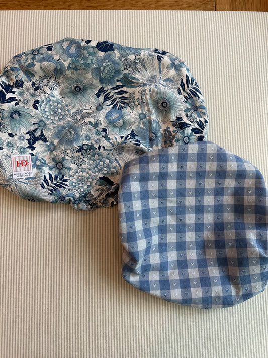 Canvas Cap set: Blue floral with blue gingham
