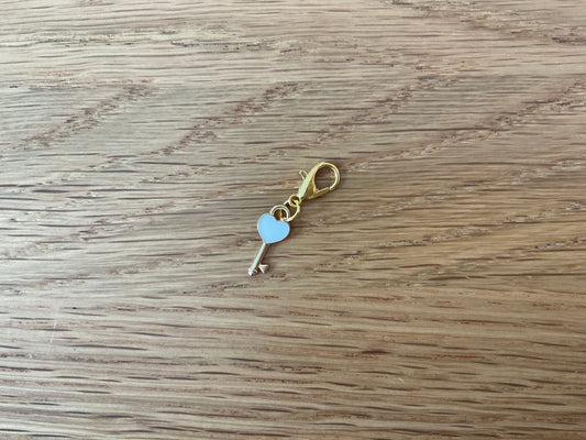 White Heart Key Charm (for Birkin Canvas)