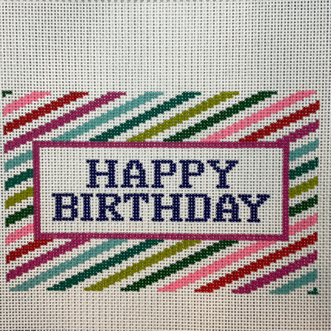 Happy Birthday with Diagonal Stripes C-IKS-1084