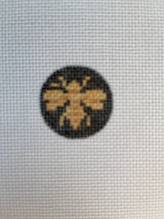 Gold Bee on Black Key Fob Insert 1.25” C-PKR19